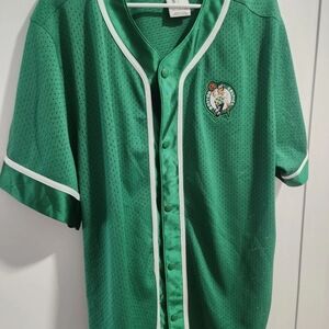Green Button-Up Sports Jersey Celtics